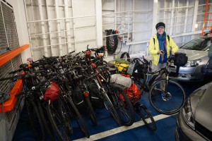 Parking the e-bikes in the Brittany Ferry